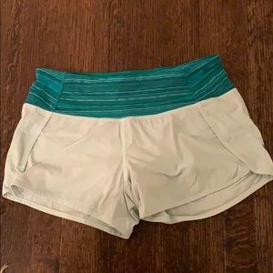 Teal Lululemon speed up shorts size 4